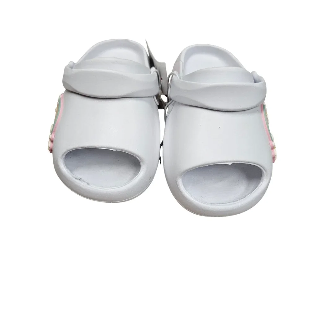 Kids‎ Seasonal Slide Clogs Kids Size 9 White Rainbow Daisy Flower Summer Sandals